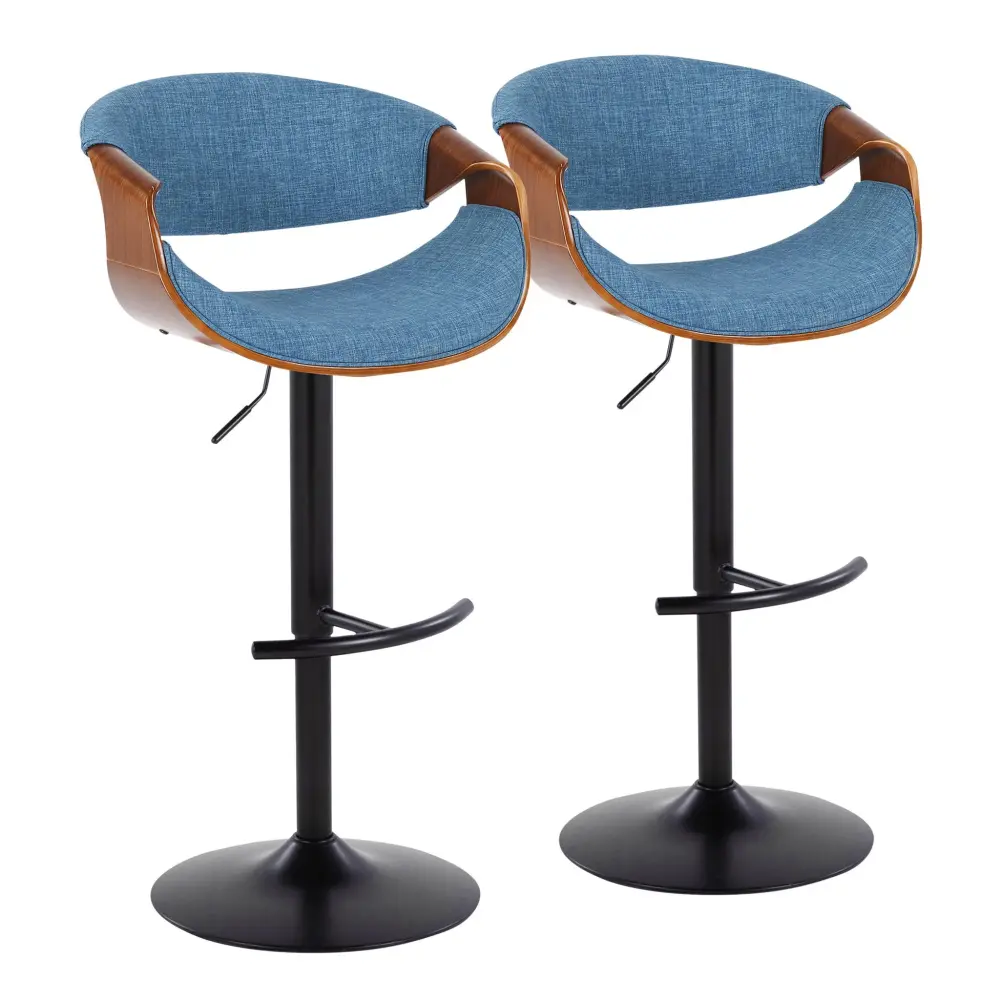 Curvo - Mid Century Modern Flexible Barstool Swivel & Rounded T Footrest (Set 2)