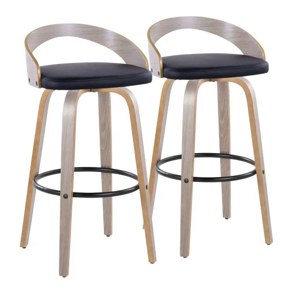 Grotto - Contemporary Fixed Height Barstool Revolve Round Footrest (Set 2)