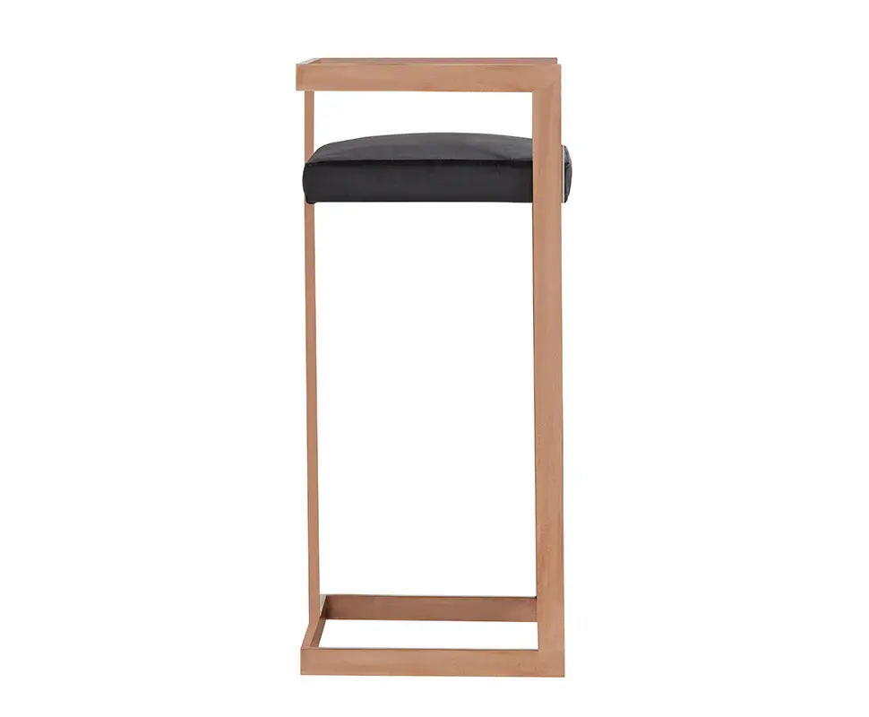 Modrest Halifax Modern Onyx Velvet & Rosegold Bar Stool Sturdy Construction
