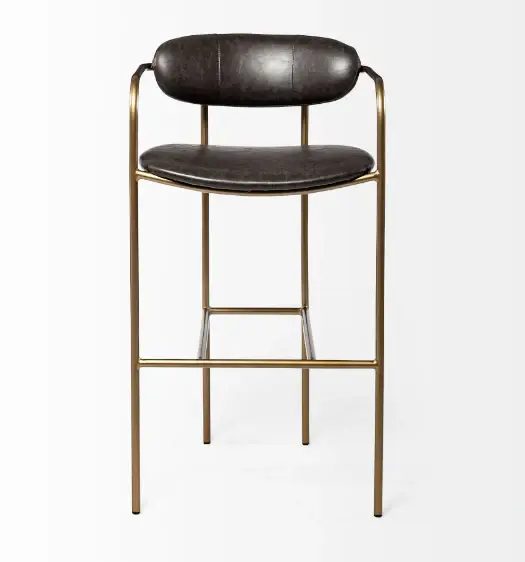 Parker Faux Leather & Gold All-metal Bar Stool Glass Holder