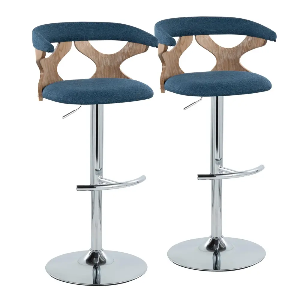 Rolling Bar Cart Gardenia - Contemporary Adjustable Barstool Swivel / Rounded T Footrest place 2)