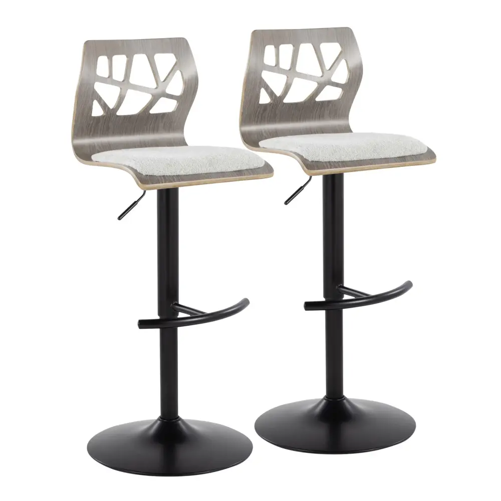 Rustic Wood Folia - Contemporary Flexible Barstool Swivel Rounded T Footrest (Set 2)