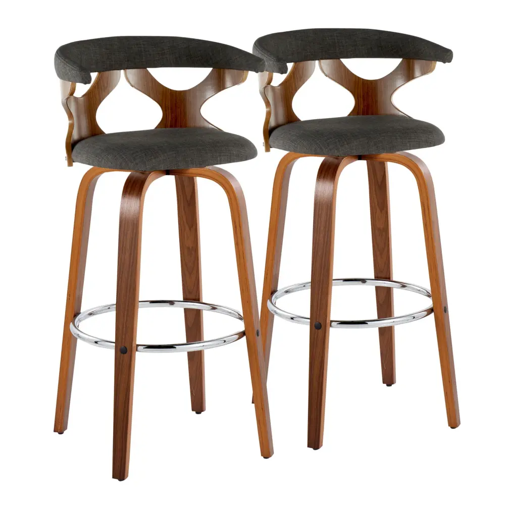Whiskey Display Cabinet Gardenia - Mid Century Current Fixed Height Barstool Swivel Round Footrest (Set 2)