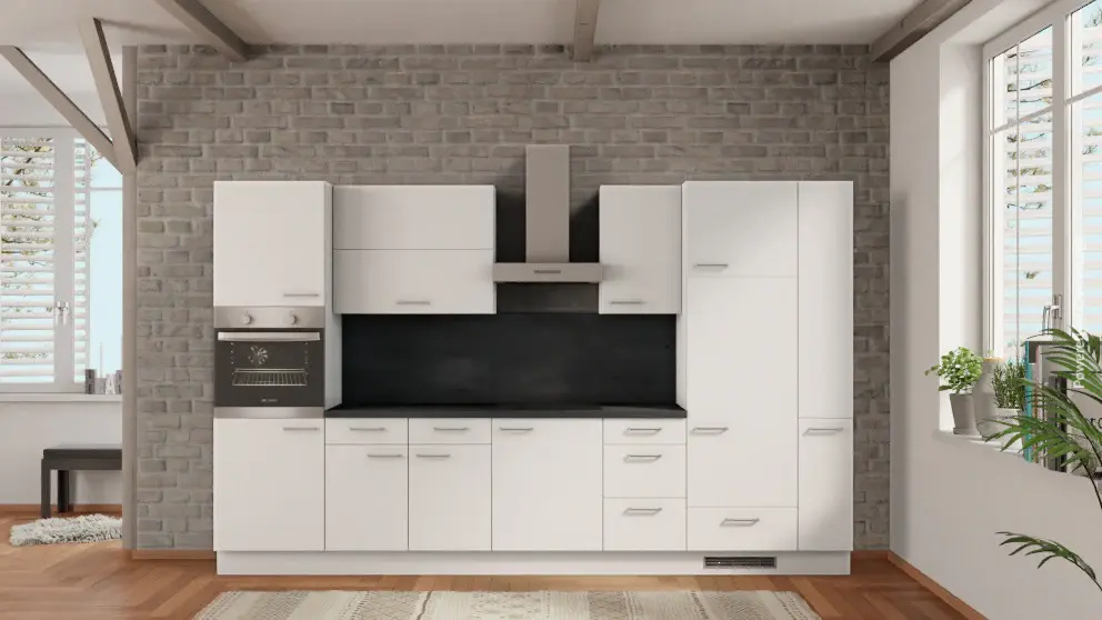 nobilia kitchen unit Heilbronn 345 cm white get concrete slate gray compact kitchen