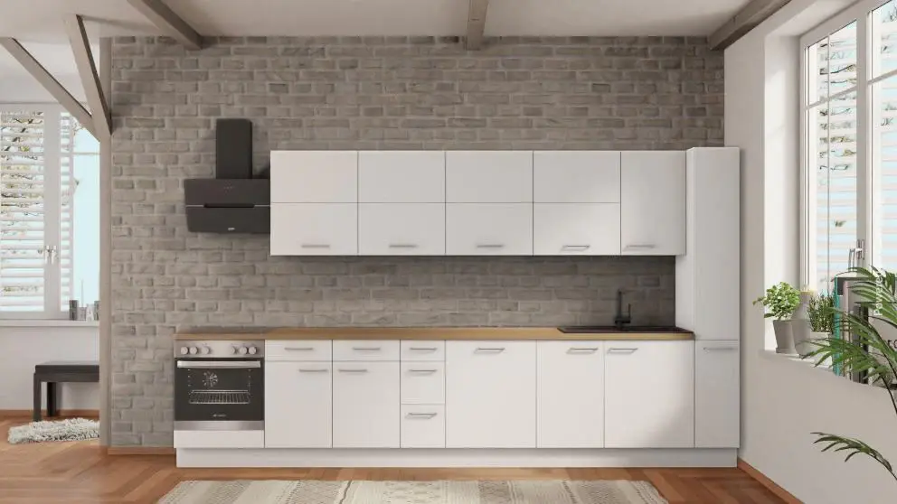 nobilia kitchen unit Langenfeld (Rhineland) 375 cm white matte kitchen block affordable Sierra oak full kitchen