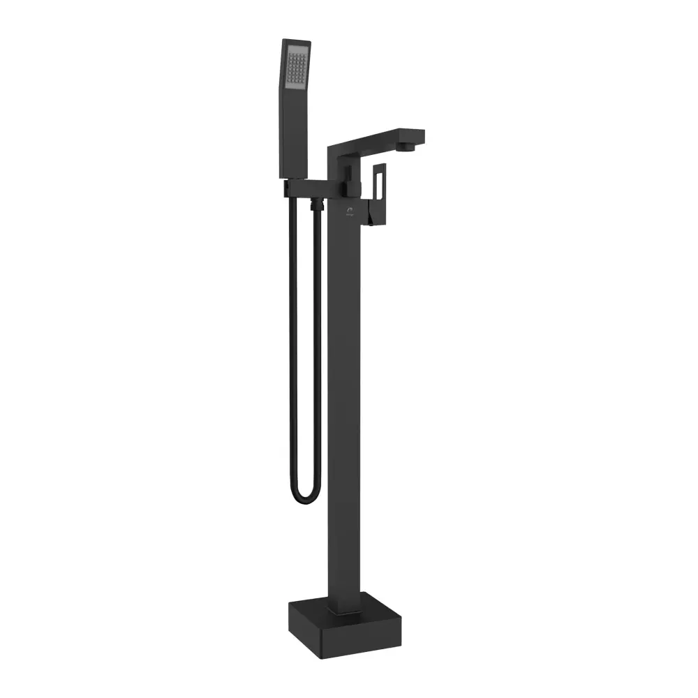 Quadrato Faucet Free-Standing Bath Shower, Mat Charcoal
