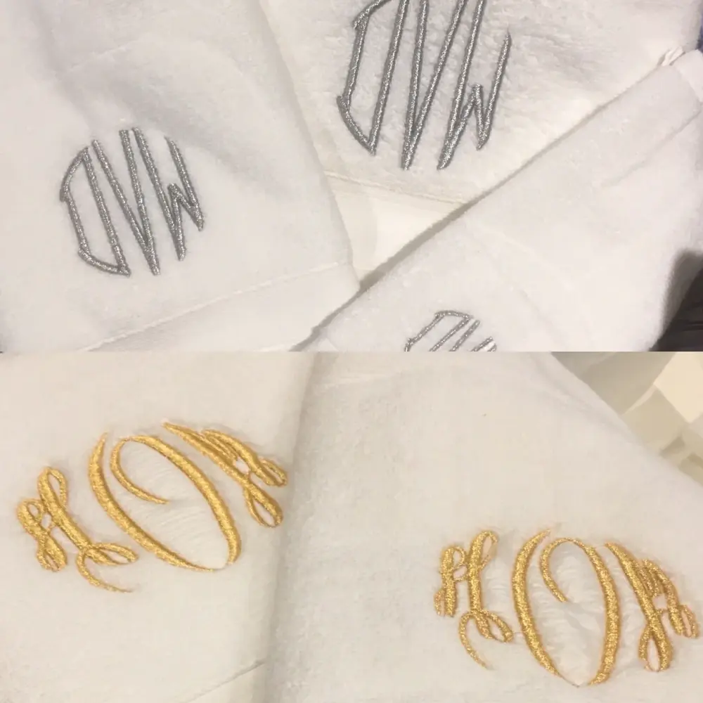 EMBROIDERED BATH TOWEL 8PC WHITE ADJUST | Ultra Soft & Plush