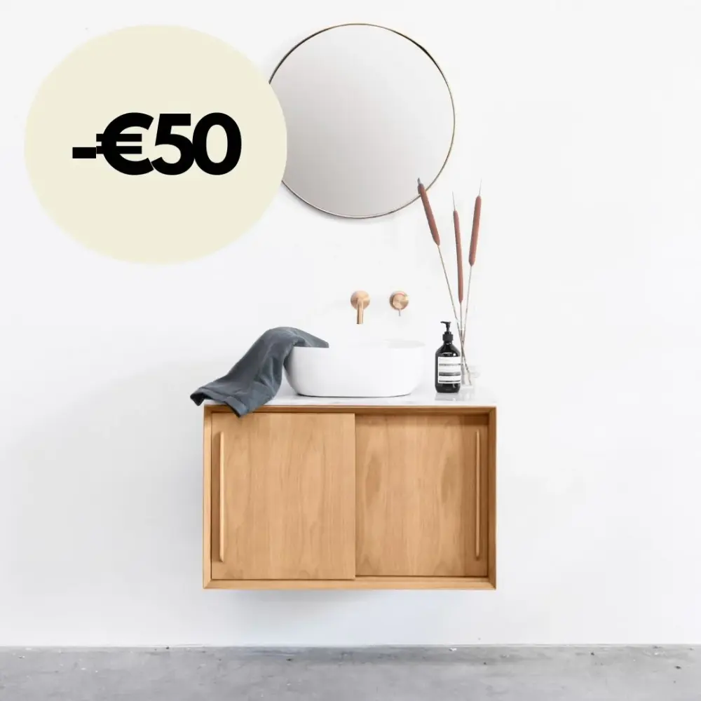 Bathroom furniture wood - Snow Marble - Washbasin Alexis V - Oak (80 cm) - Nestor