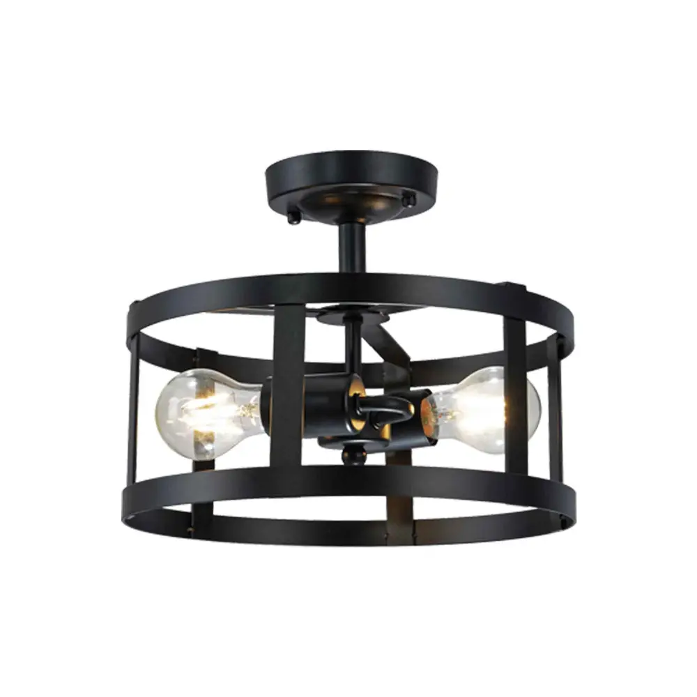 Preston Black 2-Light Accent Flush Mount, 11.8" x 9.4"