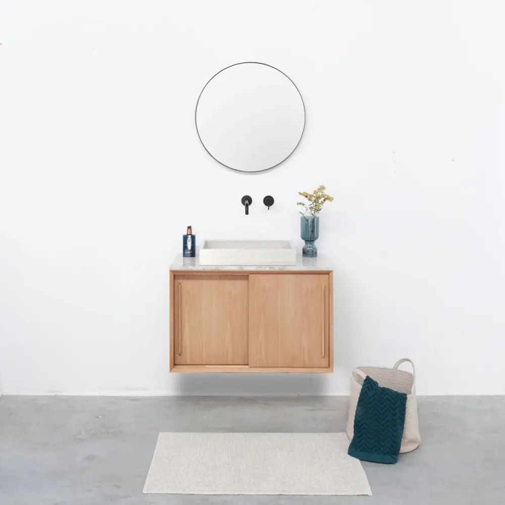 Bathroom Furniture - Veneer Marble - Washbasin George - Oak (80 cm) - Nestor