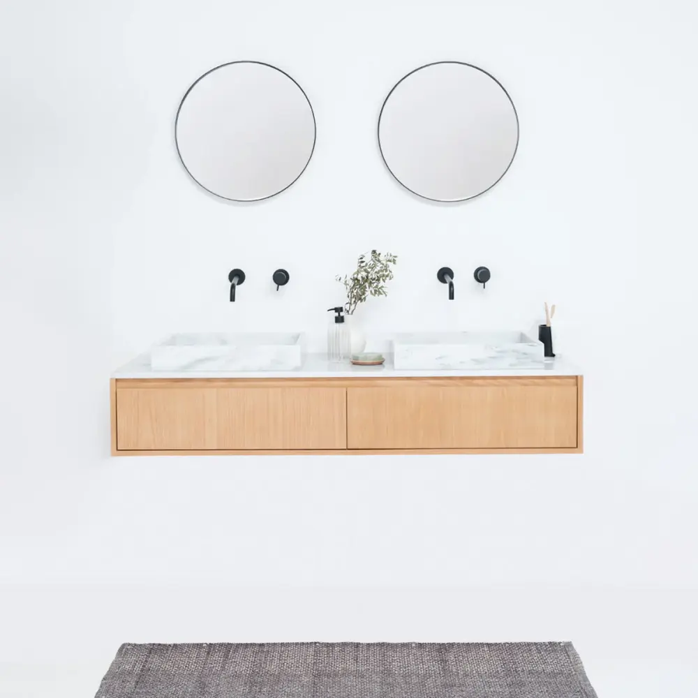 Bathroom set Ann short Oak - 150 cm - Pearl Marble Non-Slip Base | 5-Year Warranty