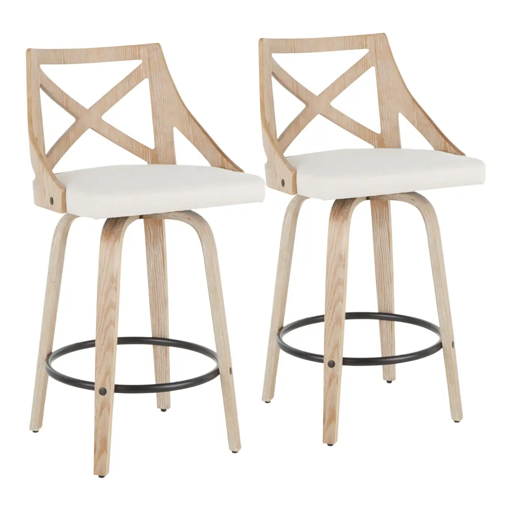 Charlotte - Farmhouse Counter Stool place 2) - White Washed / Cream