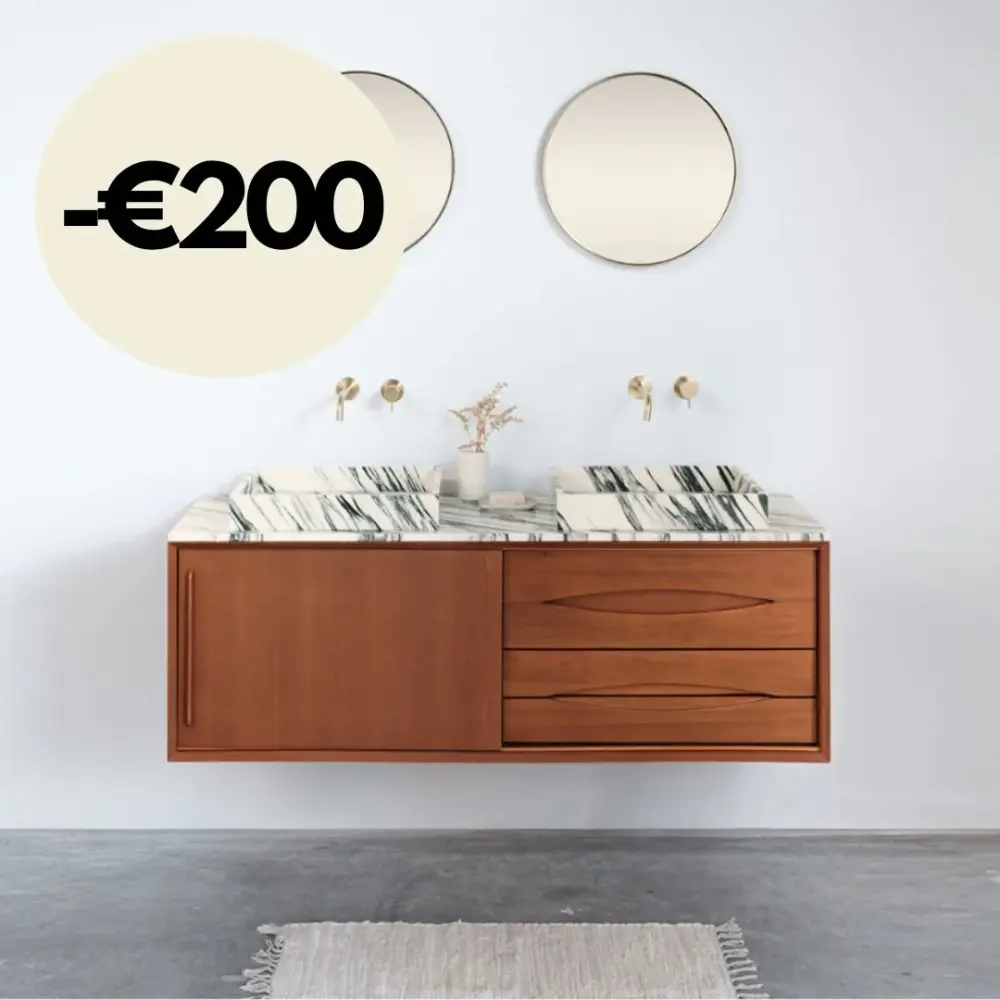 Hotel-Grade Luxury Bathroom furniture Bill Teak - Blue Ivory marble sink/washbasin