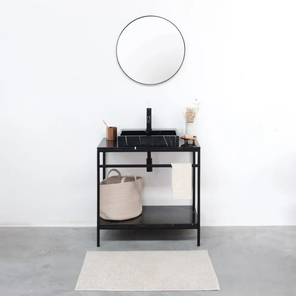 Jules Industrial bathroom furniture - Washbasin ebony marble - George II - 80 cm