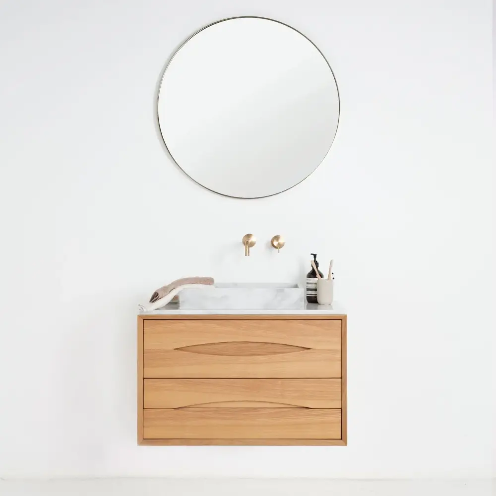 Minimalist oak bathroom set Bill -George sink Marble - Marcel top plate Marble