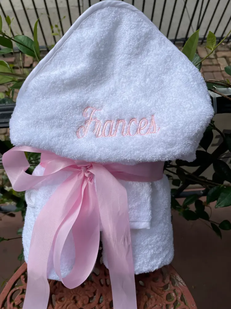 MONOGRAM TERRY HOODED TOWEL & BATH GLOVE PLACE