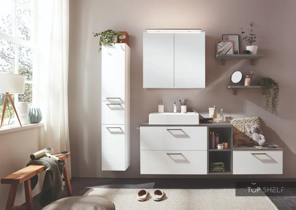 Quick-Dry Antimicrobial nobilia bathroom furniture adjust "Bad Pyrmont" 200 cm bathroom cabinets mirror cabinet countertop...