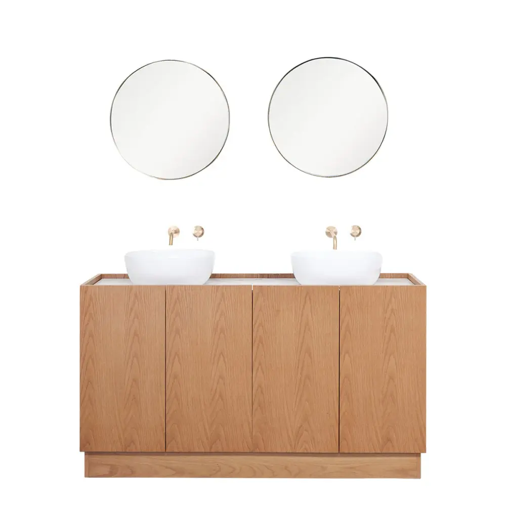 Washbasin furniture Oak - Felix - Chalk ceramic Alexis 5 - (154cm)