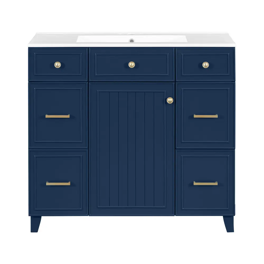 Bathroom Vanity Ceramic Sink, Soft Close Doors, Variable Shelves