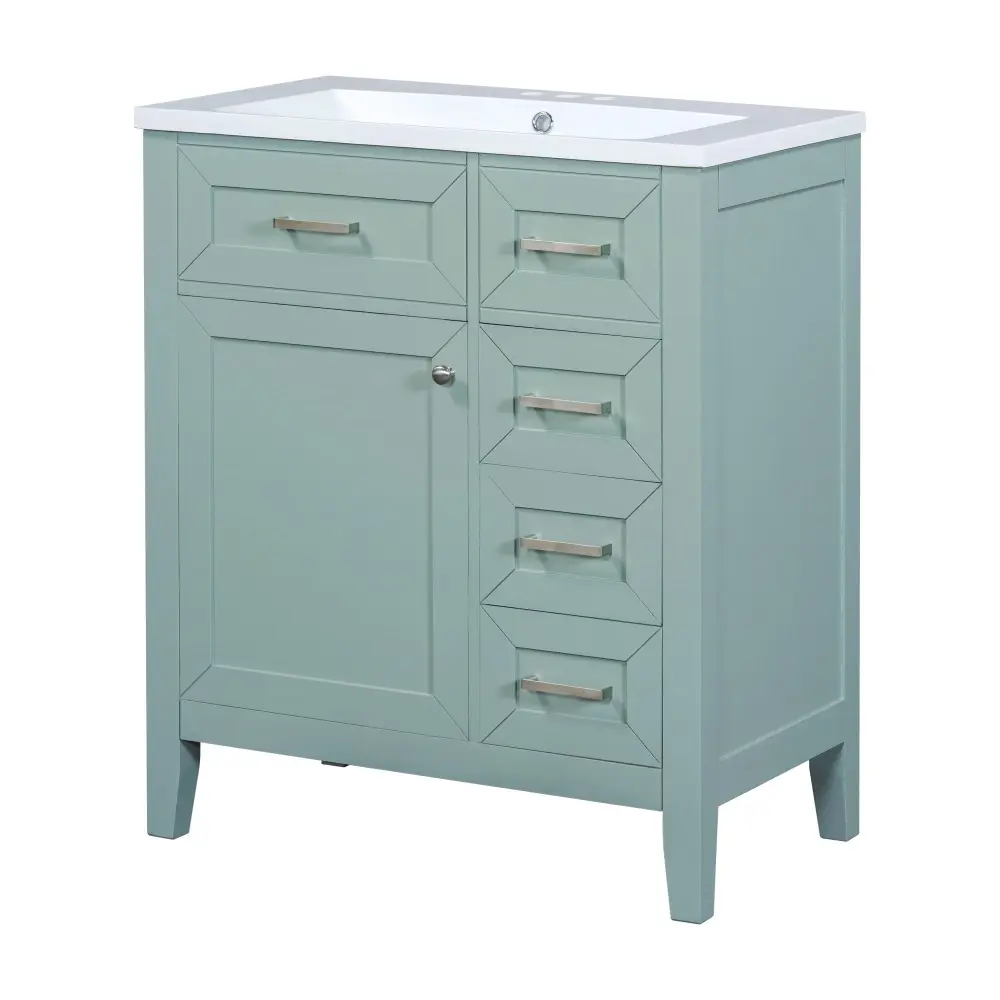 30" Bathroom Vanity Sink Combo, Bathroom Cabinet Drawers - Mint
