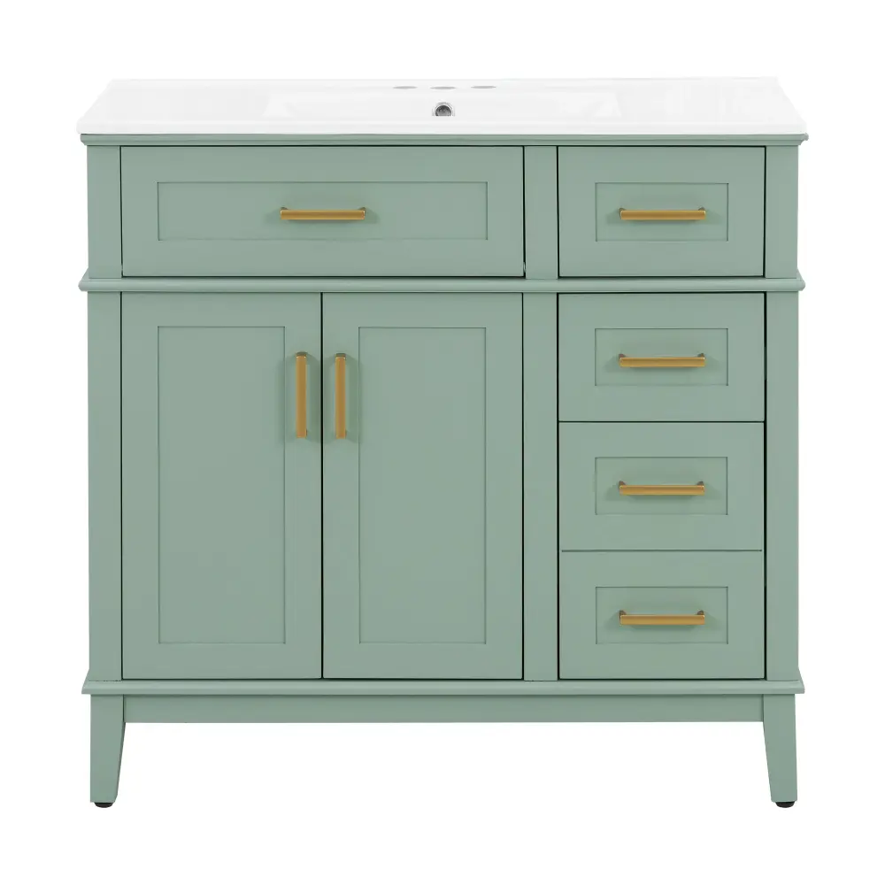 Bathroom Vanity Sink, Smooth Close Doors, 4 Storage Drawers