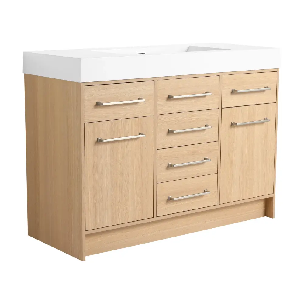 Freestanding Bathroom Vanity Resin Sink, Soft-Closing Doors And Drawers