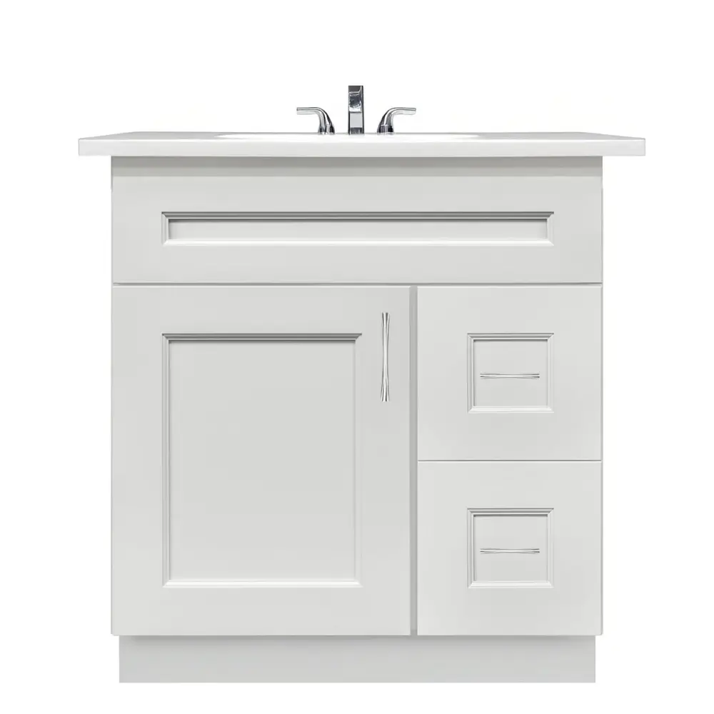 Vanity Sink Base Cabinet Right Drawers 30 W x 21 D x 34 H - Milan Pearl