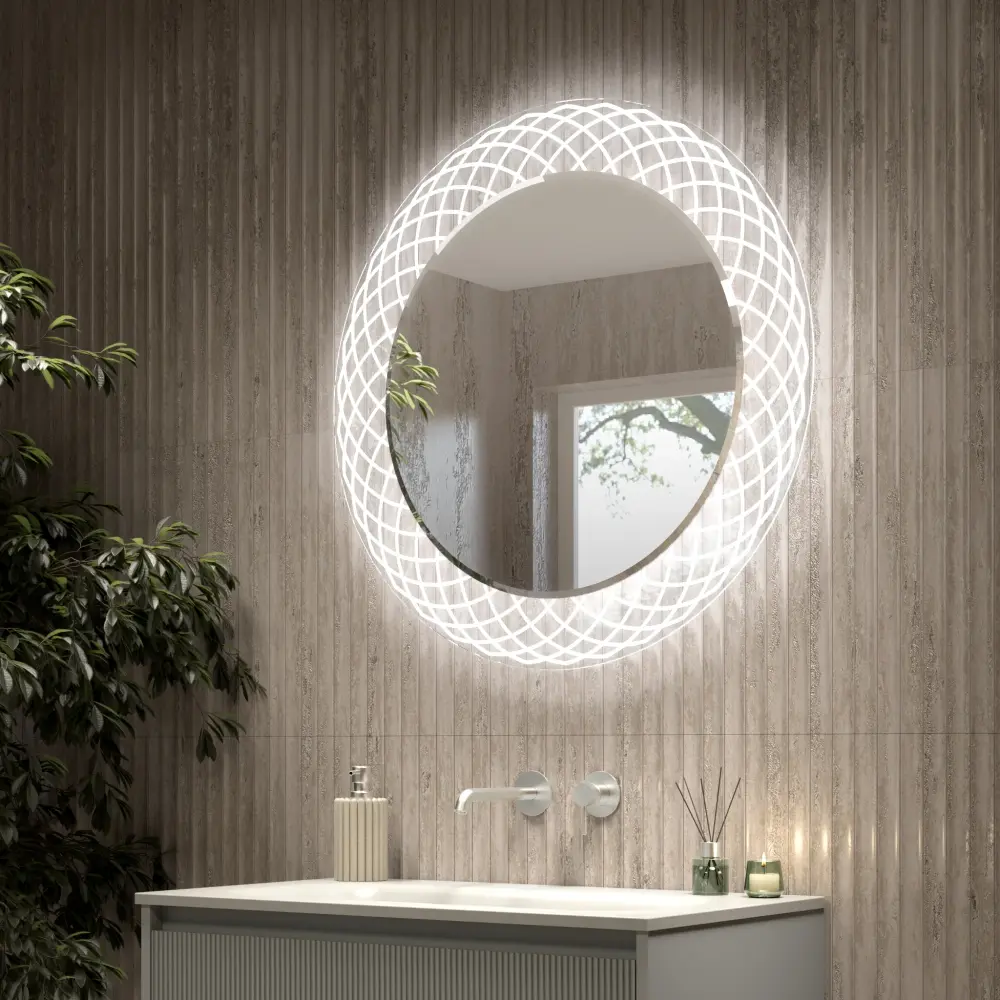 Premium Water-Resistant Barbera Round Bathroom Mirror Binary Lighting System - 800mm