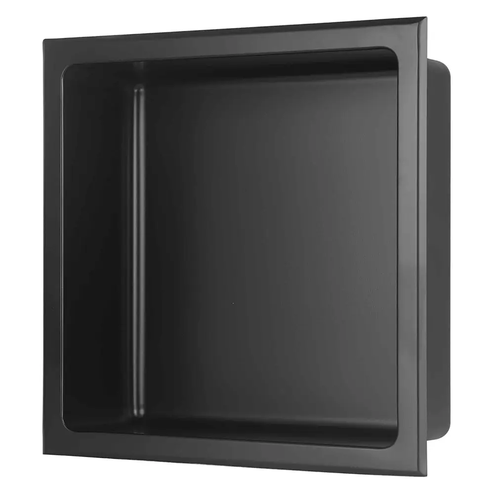 Layla Shower Niche Matte Black Stainless Reinforced, 12" x 12"