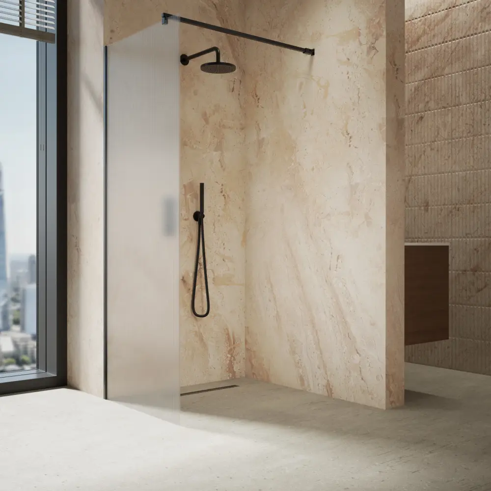 Roman Haven Pick Fluted Wet Room Panel Stabilising Bar - Matt Black - 800mm