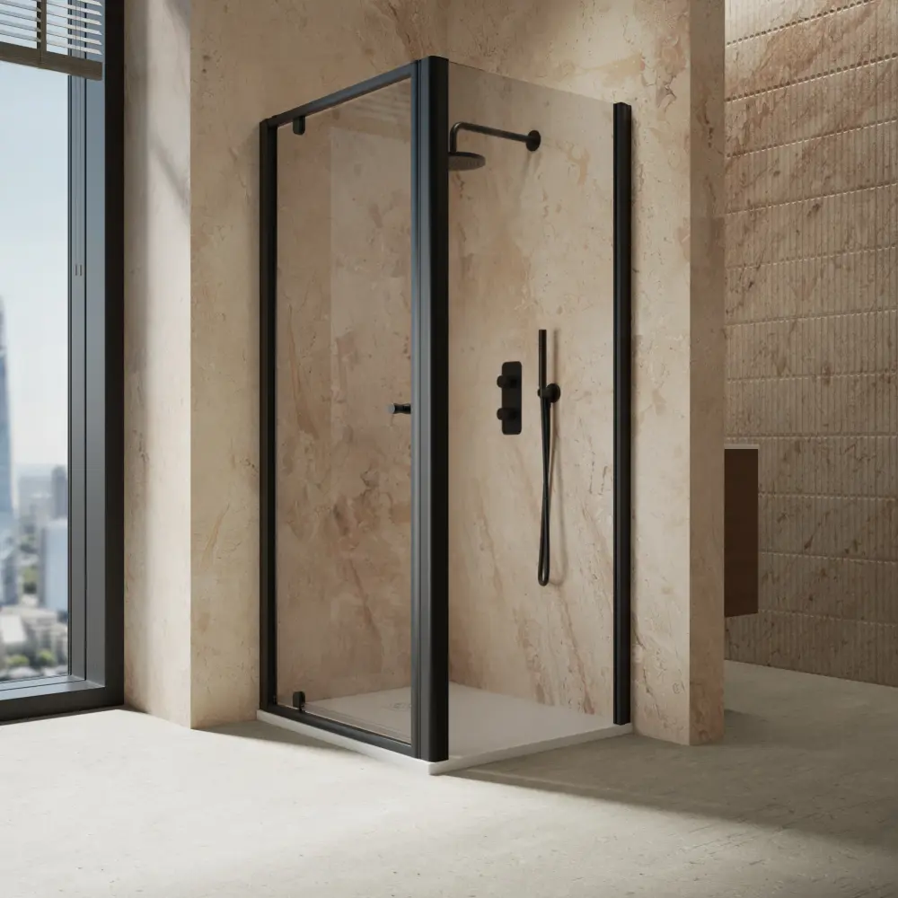 Roman Haven6 Pivot Shower Enclosure - 900mm x 800mm - Matt Ebony