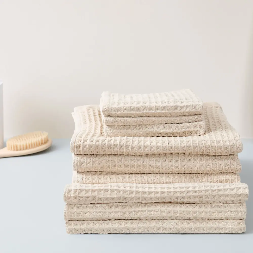 Air Waffle Towels, Sand | Ultra Soft & Plush