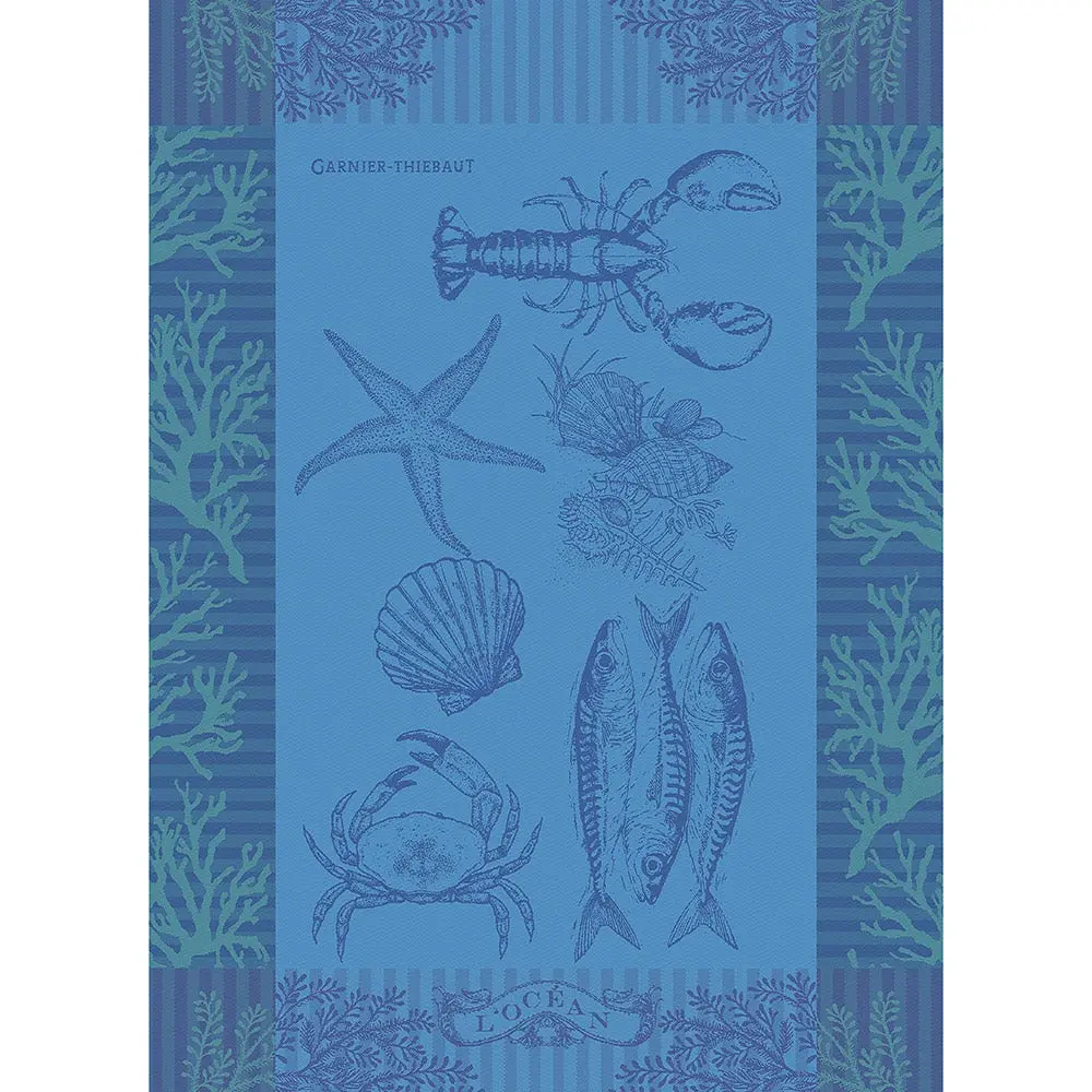 Premium Egyptian Cotton L'Ocean Bleu Jacquard Kitchen Towel