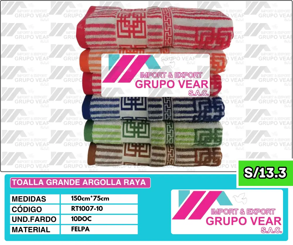 Quick-Dry Microfiber TOALLA GRANDE ARGOLLA RAYA (10 DOC)