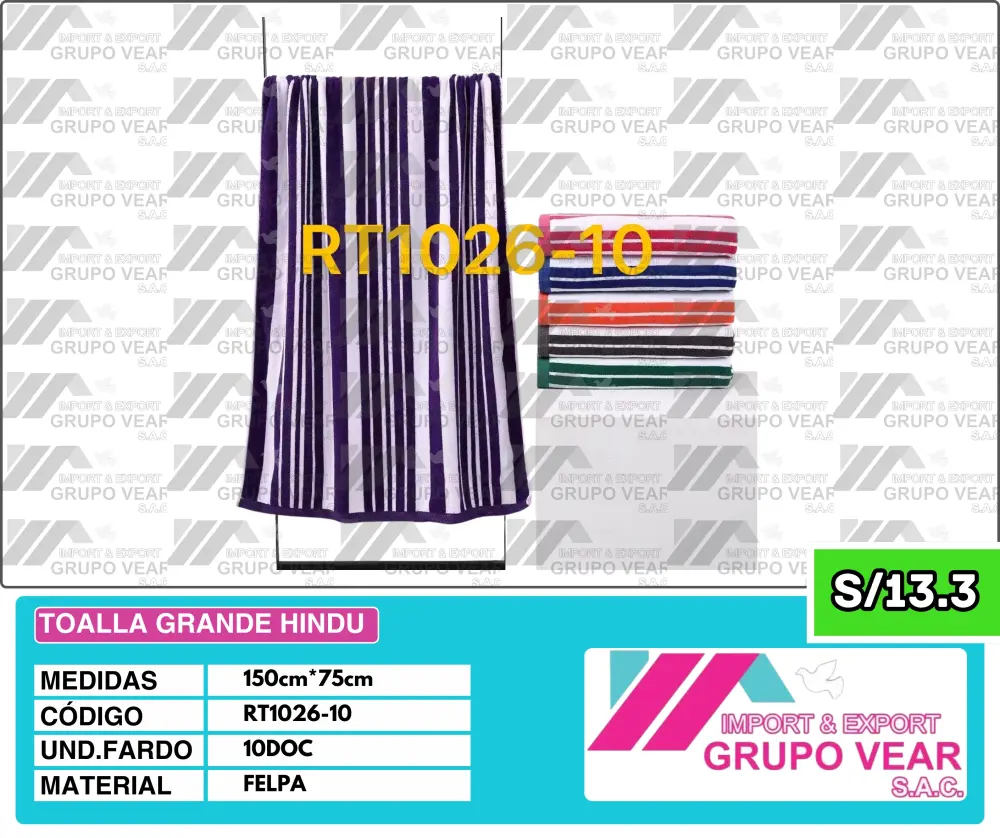TOALLA GRANDE HINDU (10 DOC)