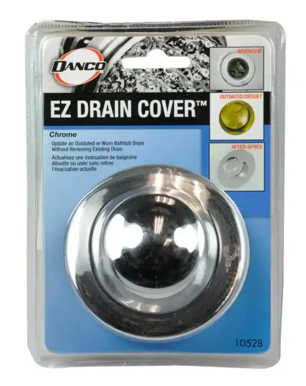 EZ Drain Bathtub Drain Stopper Shiny metal *DAMAGED BOX*