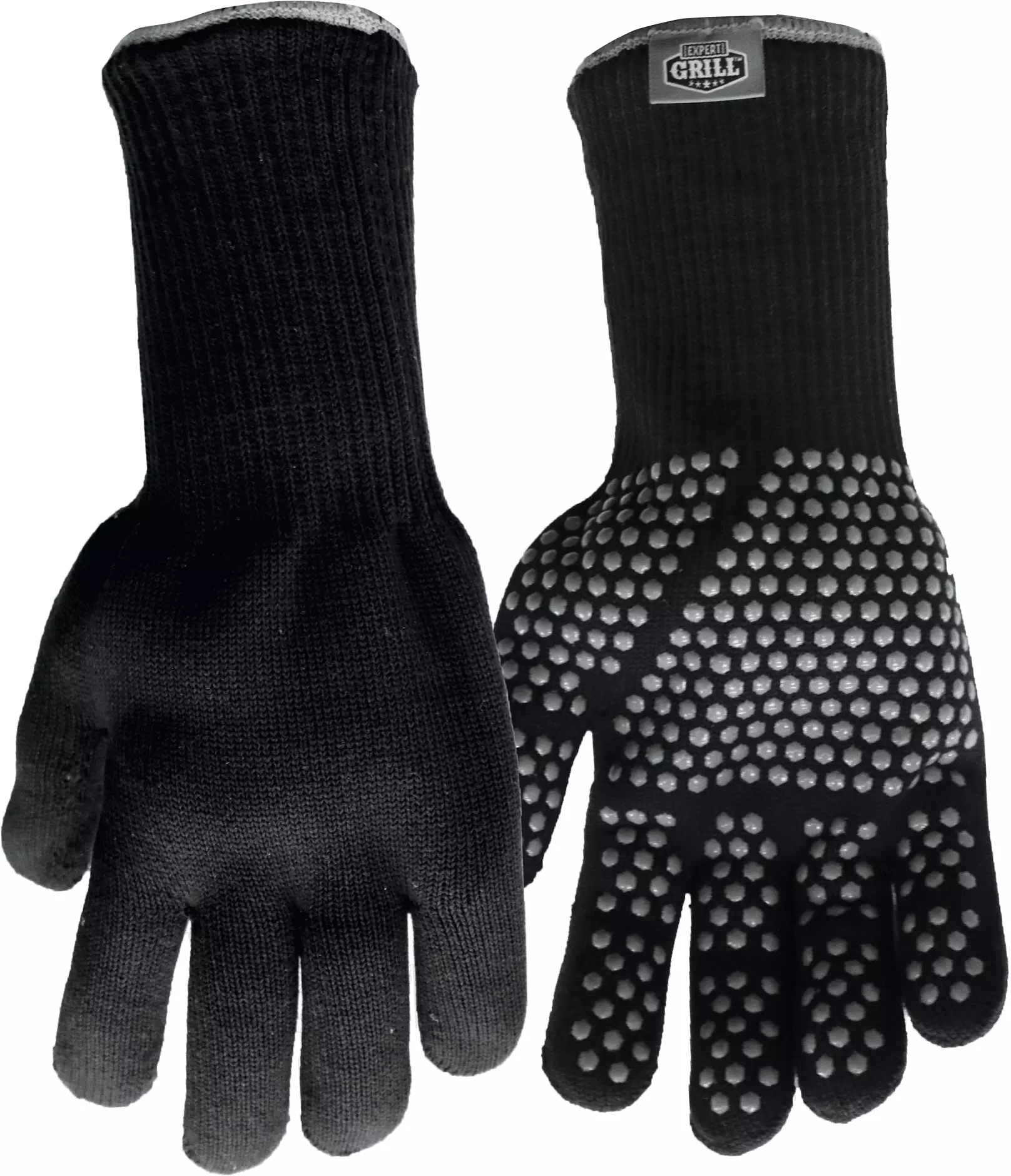 Expert Grill Silicone Dotted Heat Resistant BBQ Gloves Black One Size