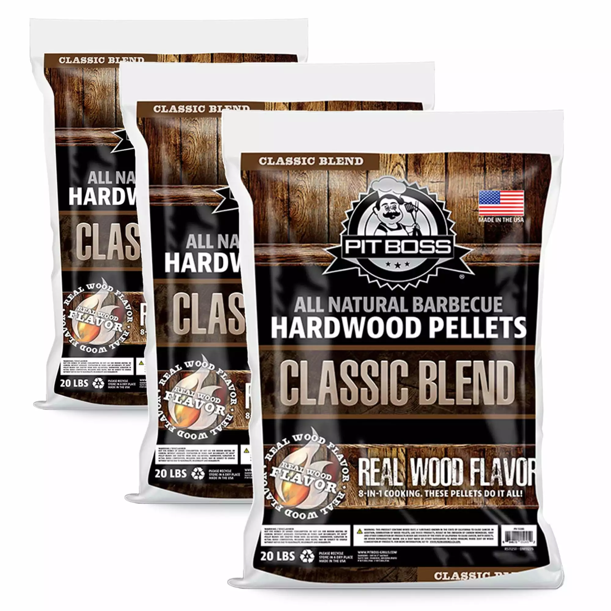 Pit Boss 20 Pound Timeless Blend Full Bodied Barbecue Hardwood Pellets 3 Count