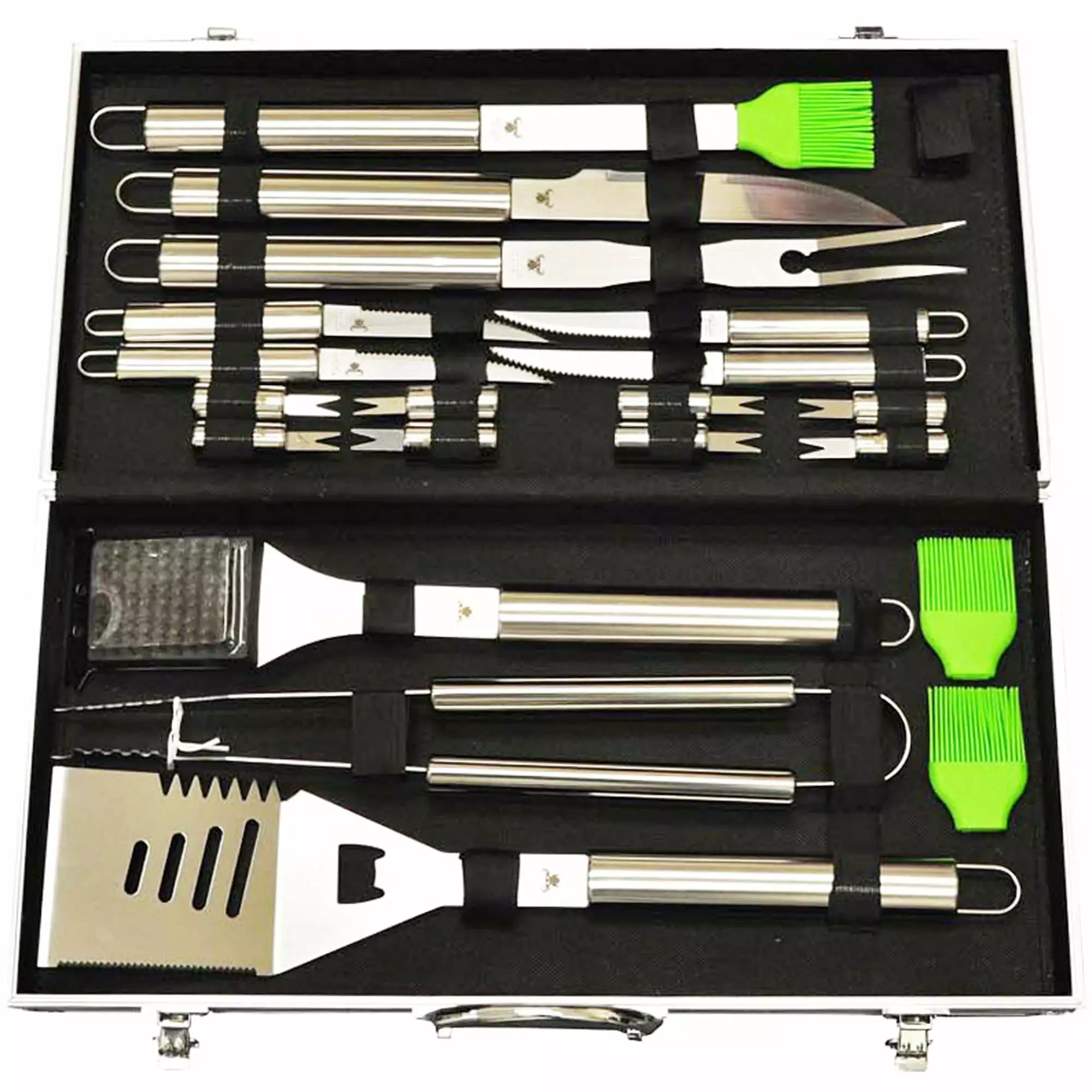 20-Piece Stainless Steel BBQ Tool Kit Heavy Duty Grilling Tools Aluminum Carrying Case Dishwasher Safe