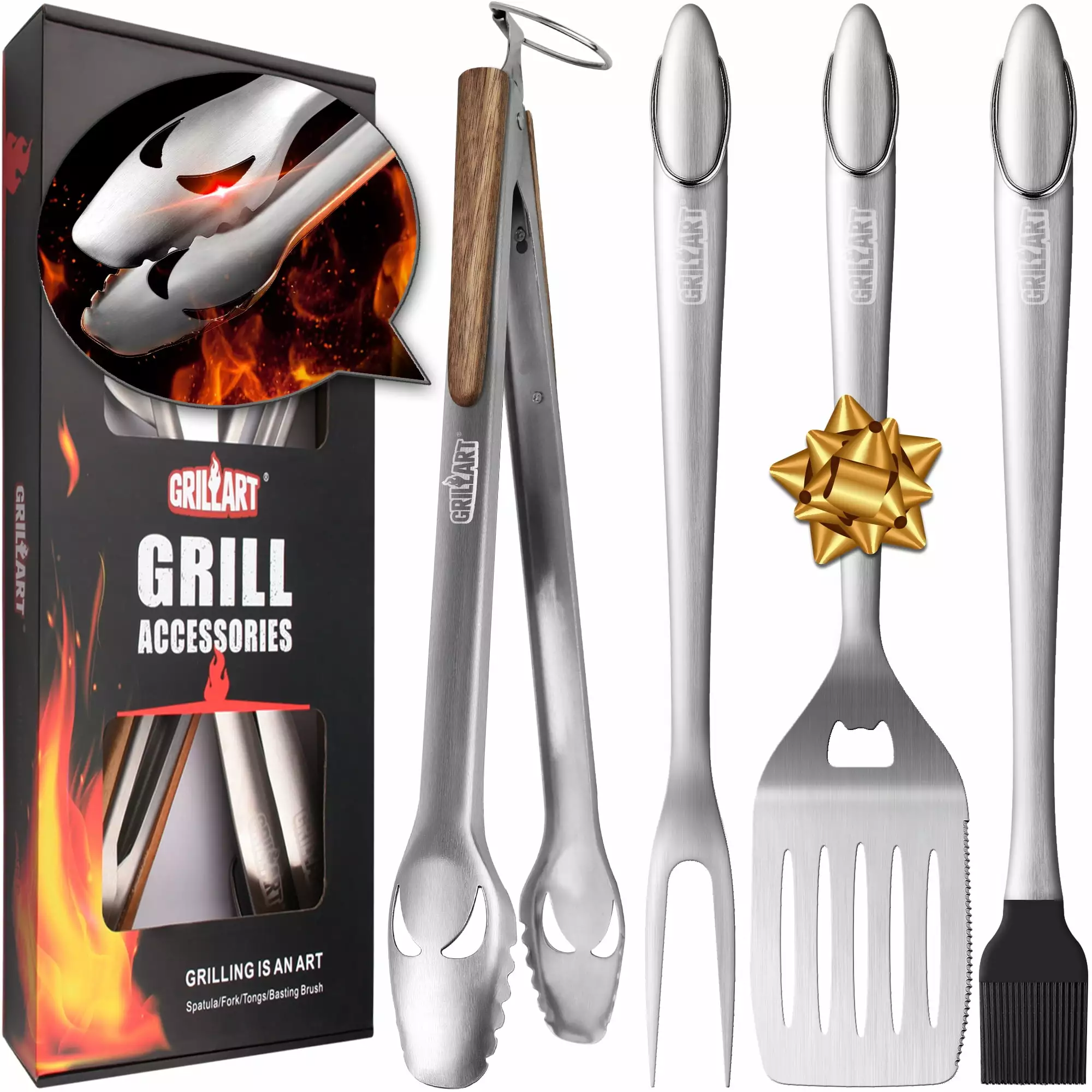 GRILLART Heavy Duty BBQ Grill Tools Set Best Grilling Gifts Men Dad