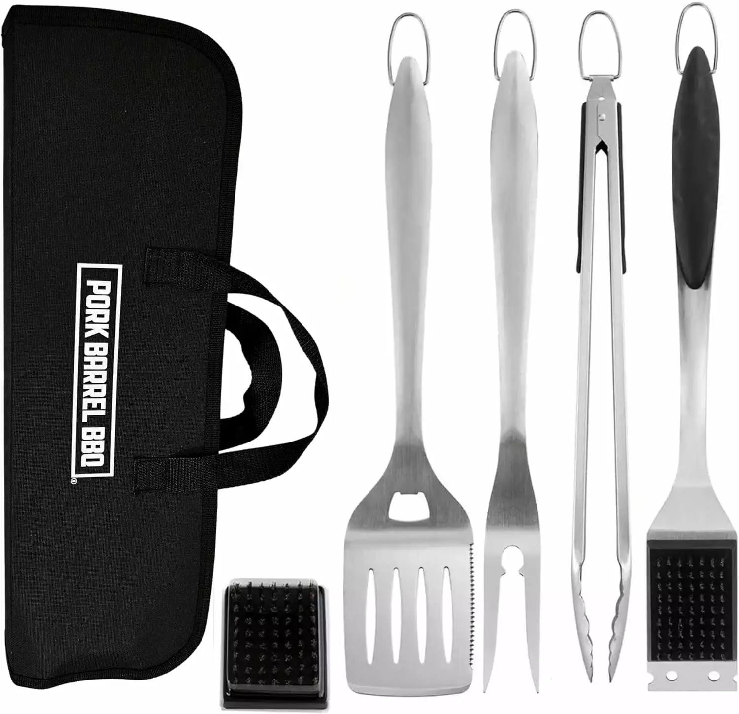 Pork Barrel BBQ Tool Set Grill Kit - Premium Stainless Steel BBQ Grill Accessories Carrying Case
