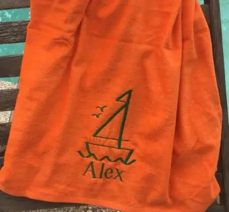 MONOGRAM BEACH TOWEL SAILBOAT & NAME | Ultra Soft & Plush