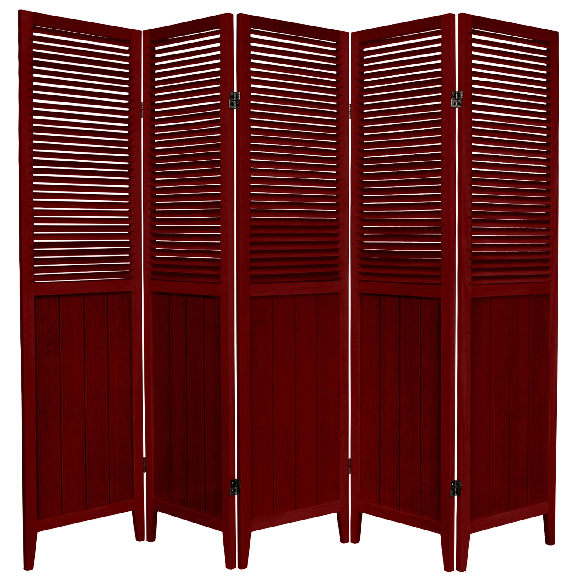 6 ft Tall Beadboard Divider Rosewood 5 Panels Folding Screen Oriental Furniture