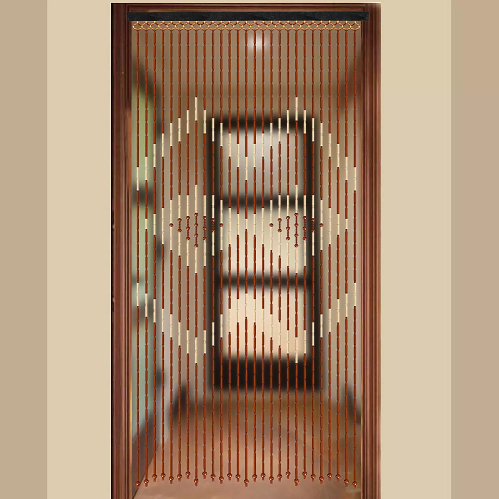 Curtain Chinese Style Wooden String Doorway Curtain Bead Beaded Room Divider Wooden Stream CNCEST