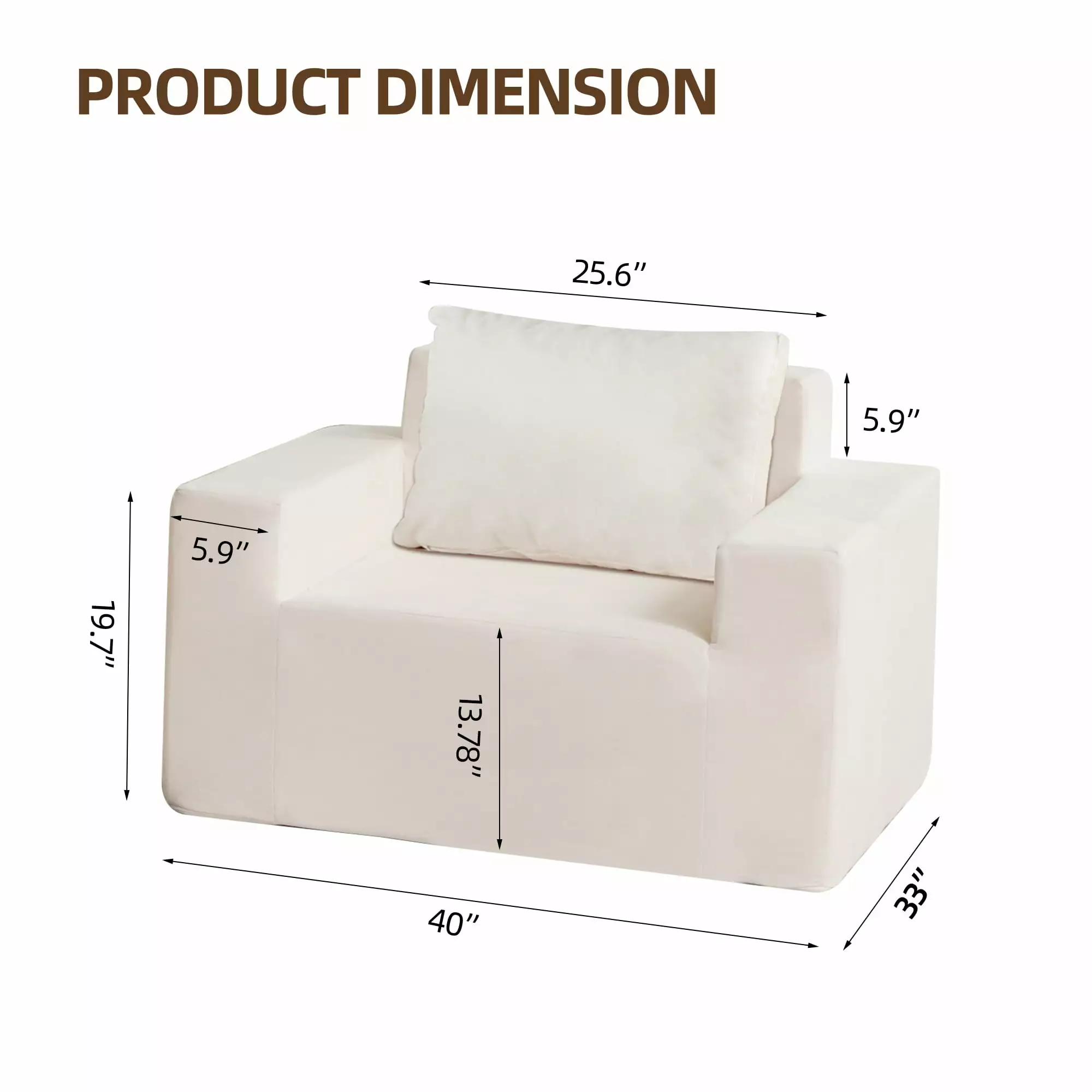 Newboti Furniture Sofa Box Foam Sofa Couch Pillow Bean Bag Chairs Adults Stuffed High-Density Foam Large Bean Bag Sofa Liv...