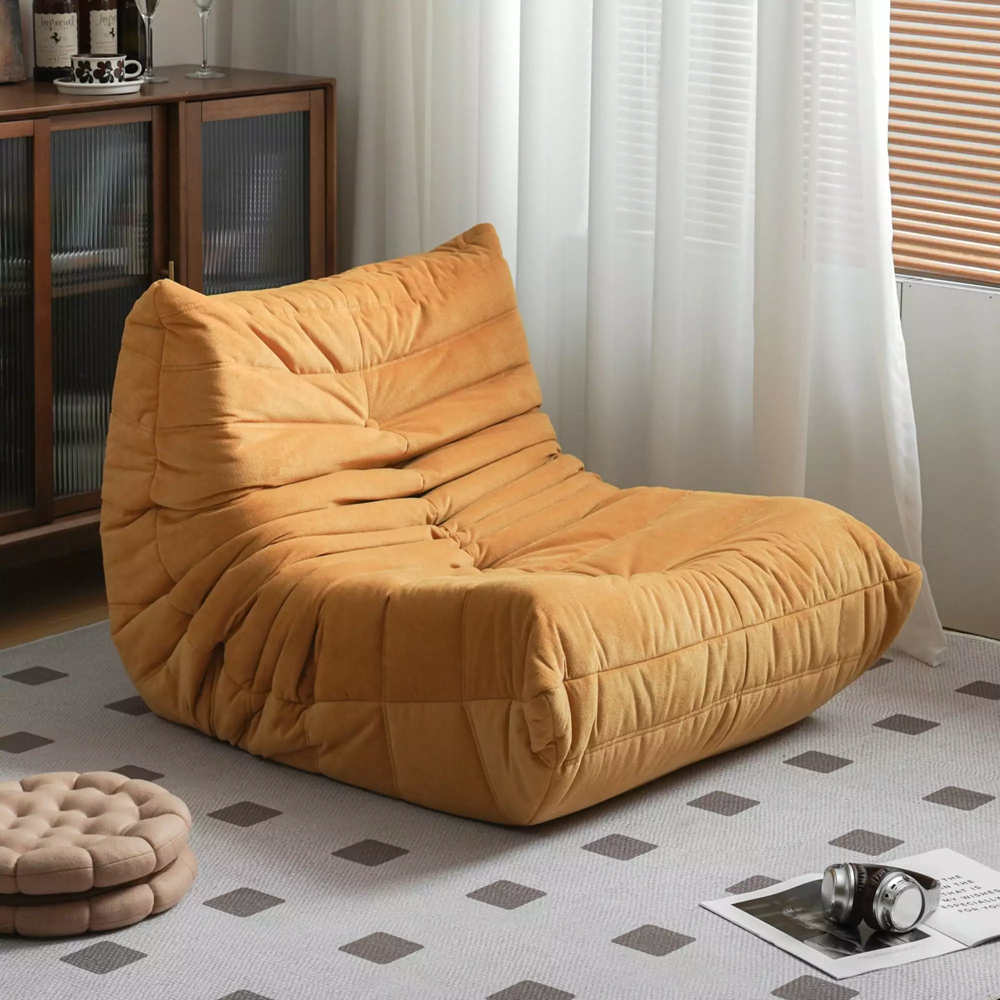 Floor Sofa Bean Bag Chair Adults Fireside Bean Bag Lounger Memory Foam Chair Home Office Apartment or Gaming Venue Viruhaka