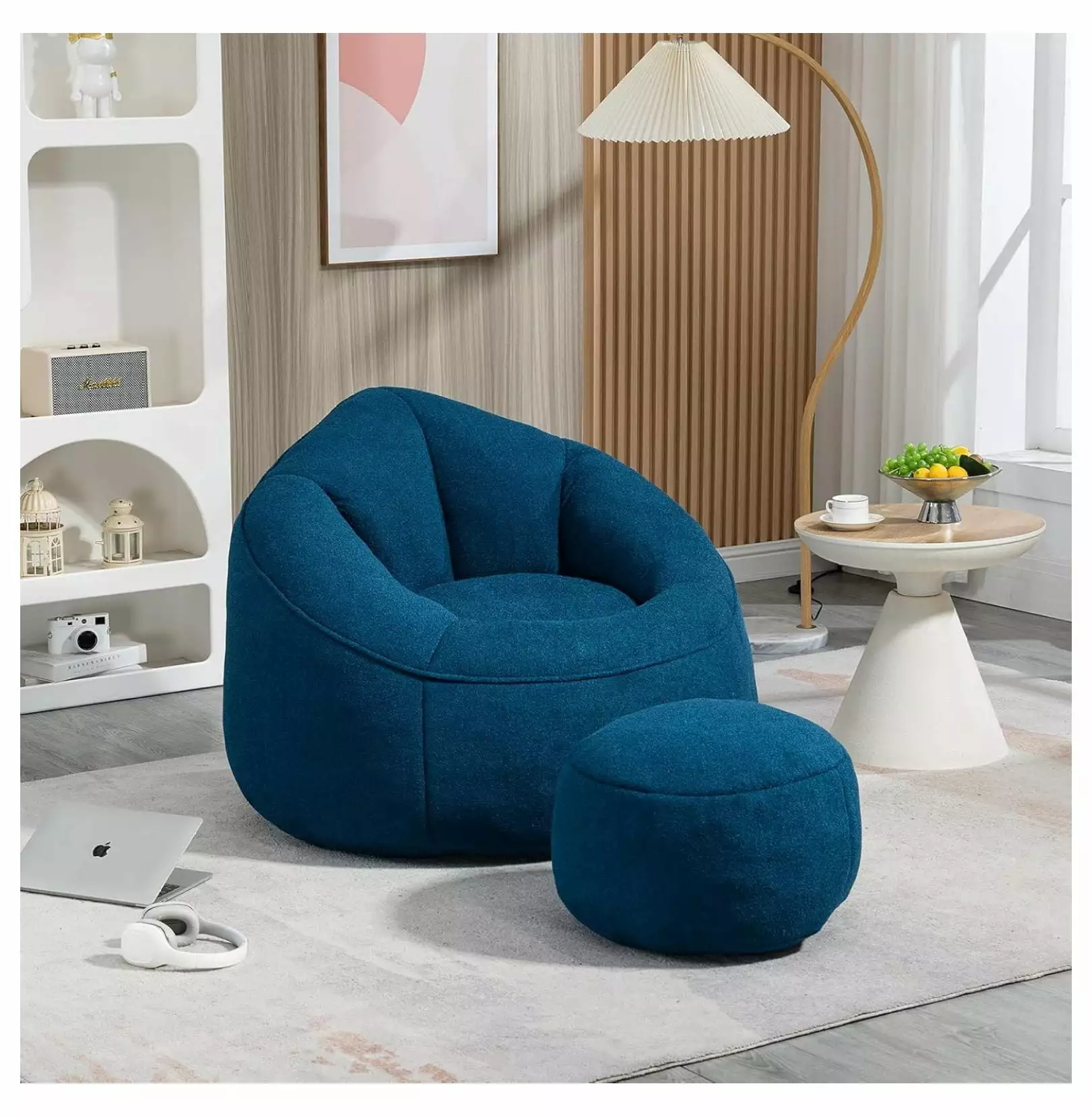 Bean Bag Chair Ottoman Comfy Beanbag Chair Adults Memory Foam Filler Lazy Bean Bag Sofa Stool Cozy Lounge Chair Teens and ...