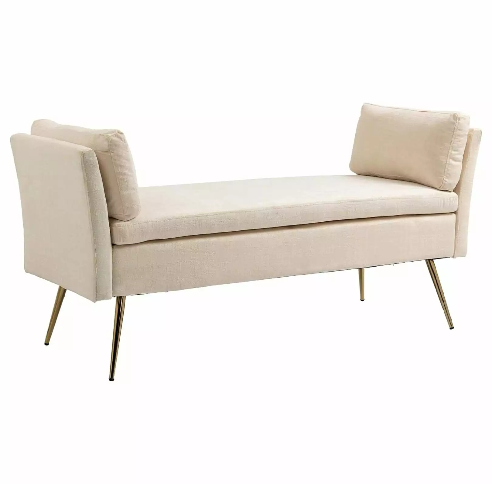 Drevy Velvet End Bed Ottoman Bench Beige - Upholstered Bedroom Stool Fabric Padded Seat Benches