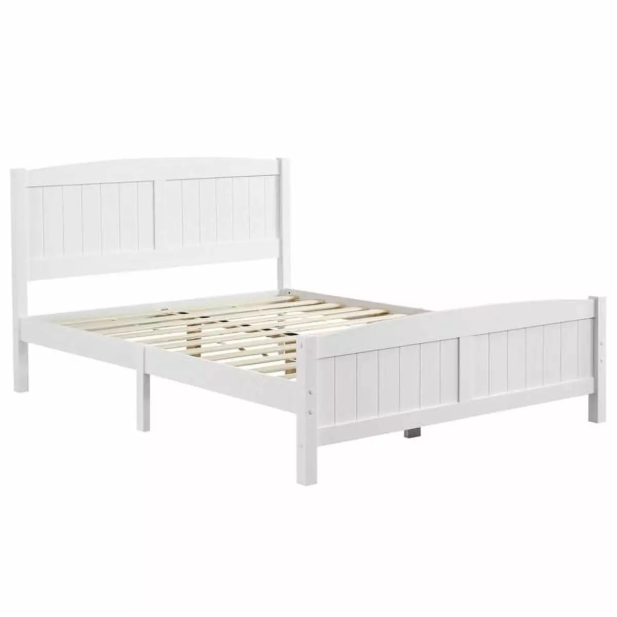FCH Full Pine Single-Layer Core Vertical Stripe Full-Board Curved Bed Head Foot White YTTX