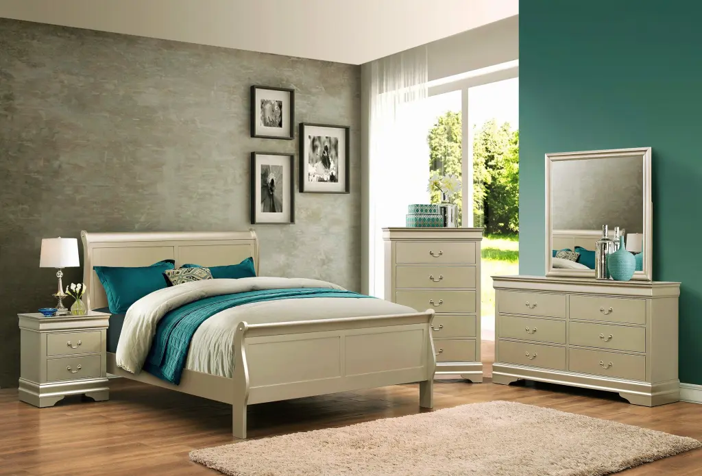 LOUIS PHILIP FULL HB/FB CHAMPAGNE CROWN MARK - Champagne Full Bed Frame Crown Mark